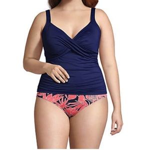 Women's Lands’ End Chlorine Resistant V-Neck Wrap Tankini Blue, Sz 20
